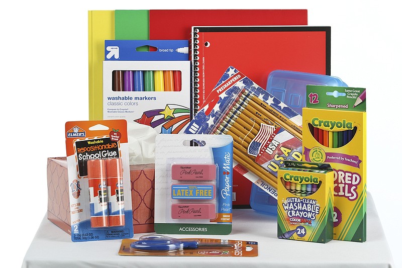 These school supplies listed for a first-grade student at Barger Academy cost $15.34 to fill at Target, with tax of $1.42 for a total of $16.76.