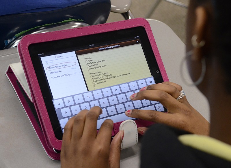 A student uses an iPad at Boyd-Buchanan School in this file photo.