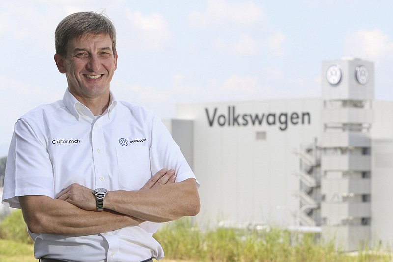 Christian Koch heads Volkswagen's operations in Chattanooga. He is shown outside of the factory where a $900 million expansion is underway.