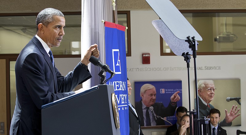 President Barack Obama discusses the nuclear deal with Iran, at American University in Washington on Aug. 5.