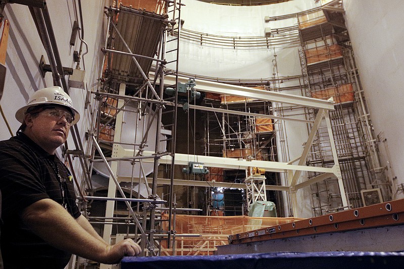 Chad Isaacs stands inside of the Unit 2 reactor containment area during a tour of TVA's Watts Bar nuclear plant in Spring City, Tenn. TVA plans for the nuclear plant's second reactor unit to come online by the end of the year.