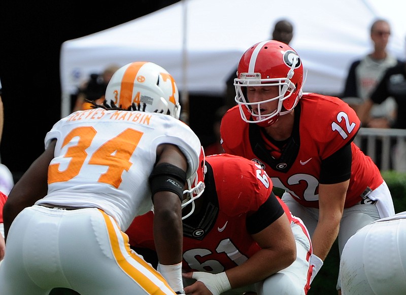 Brice Ramsey appeared in eight games last season as Hutson Mason's backup but remains in a battle this month for Georgia's starting quarterback job.