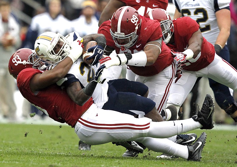 Alabama defensive end Jonathan Allen (93), shown here in a 2013 win over UTC, is hoping for a big junior season.