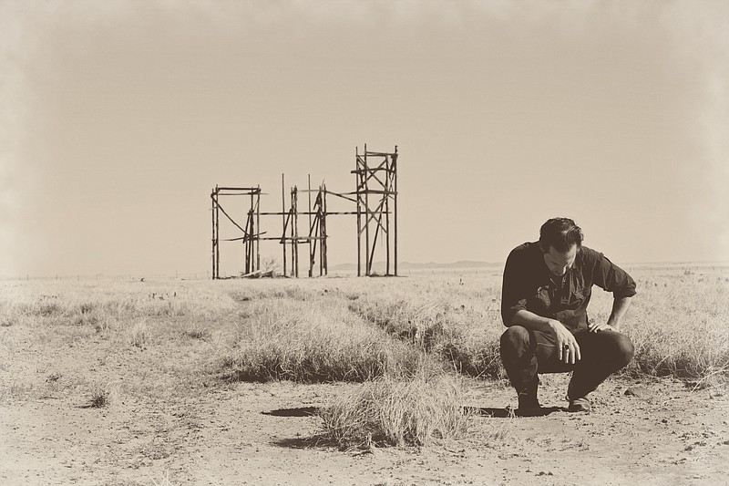 This shot was taken at Ryan Ranch, where the film "Giant" was shot. The 1956 film starred James Dean, Elizabeth Taylor and Rock Hudson. Behind Mike Flanigin is the frame that was constructed to hold up the facade that was Riata, the name of the ranch in the movie.