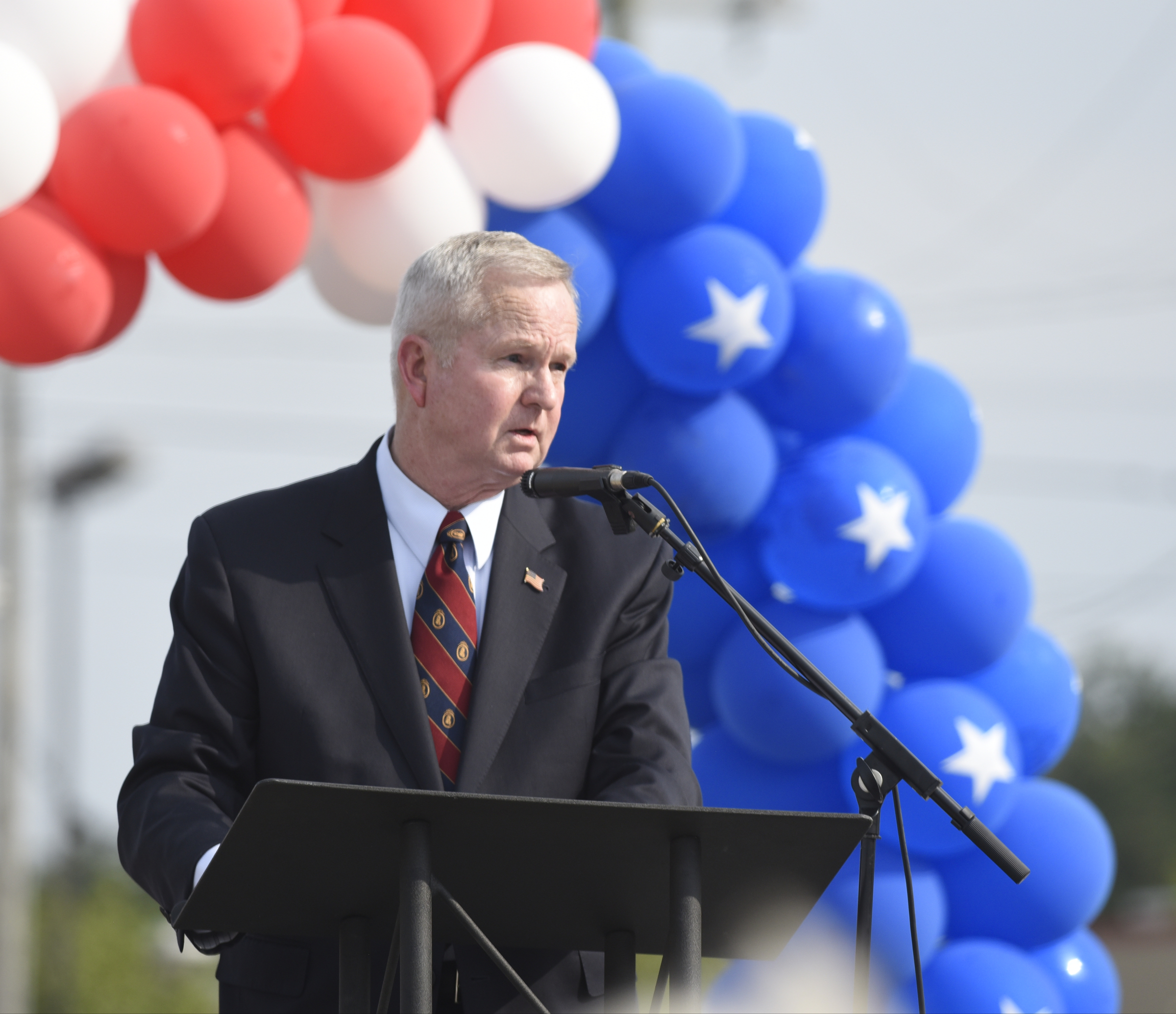 Retired U. S. Army Gen. B. B. Bell speaks during an opening ceremony Sunday, Aug. 16, 2015, in Chattanooga, Tenn., at a memorial to the five servicemen who were killed on July 16. The memorial is located at 6219 Lee Highway near the Armed Forces Career Center where the July attack began.