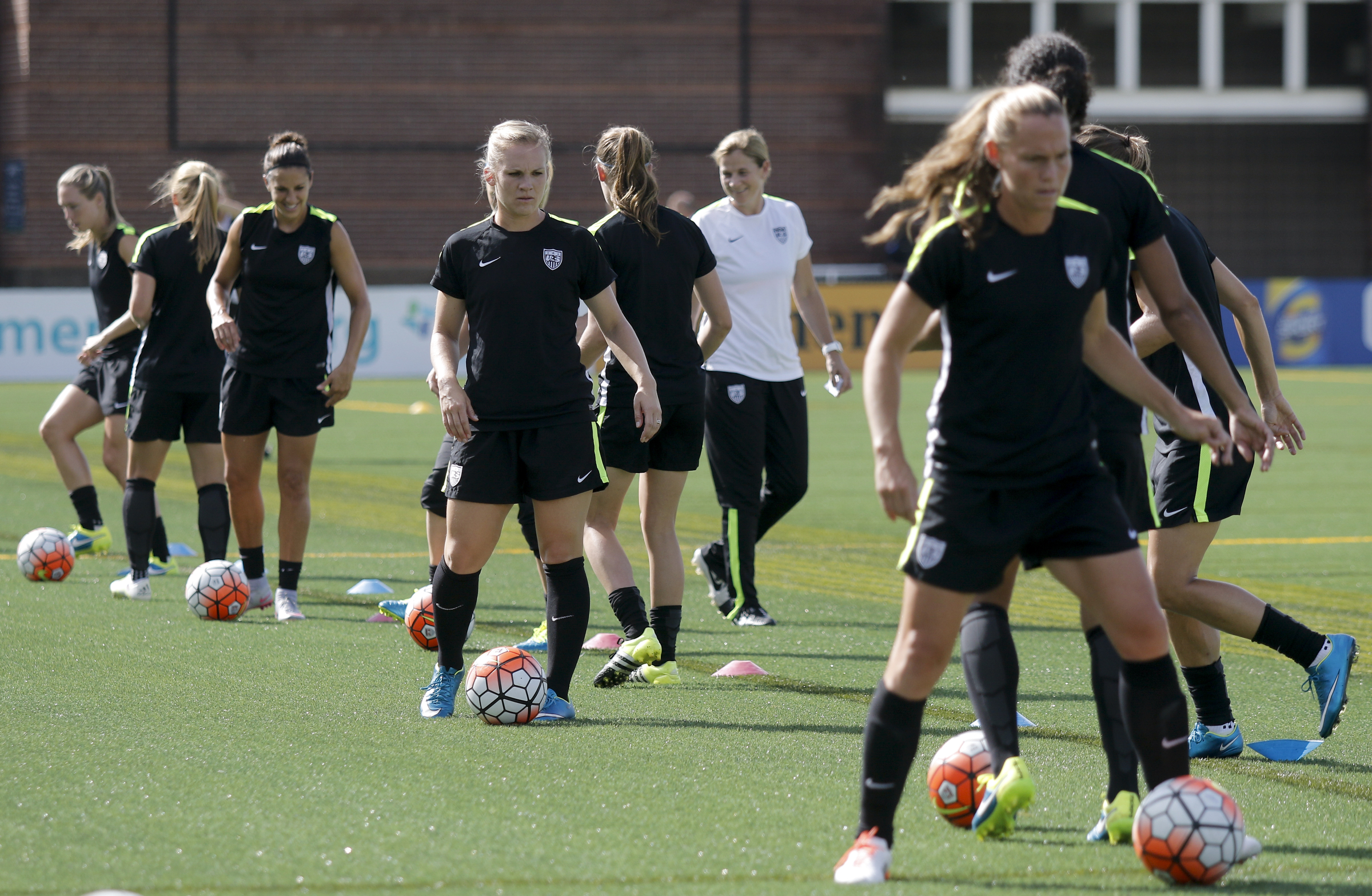 The U.S. Women's National Soccer Team practices at Finley Stadium on Tuesday, Aug. 18, 2015, in Chattanooga. The team plays Costa Rica on Wednesday at Finley Stadium.