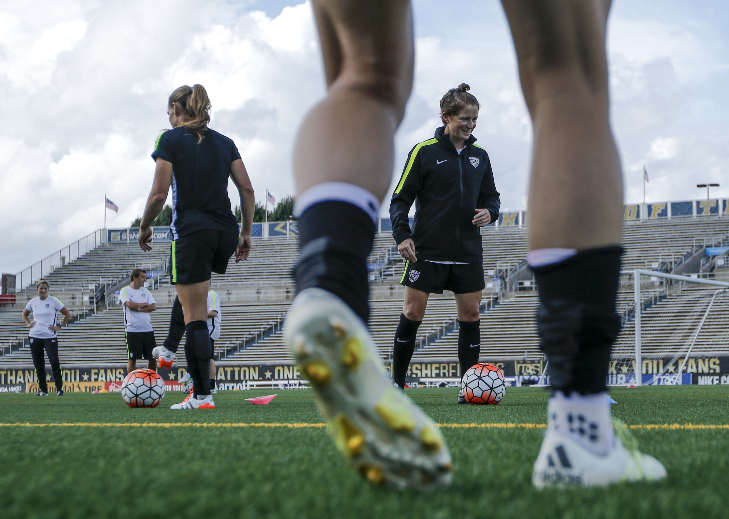 The U.S. Women's National Soccer Team practices at Finley Stadium on Tuesday, Aug. 18, 2015, in Chattanooga, Tenn. The team plays Costa Rica on Wednesday at Finley Stadium.