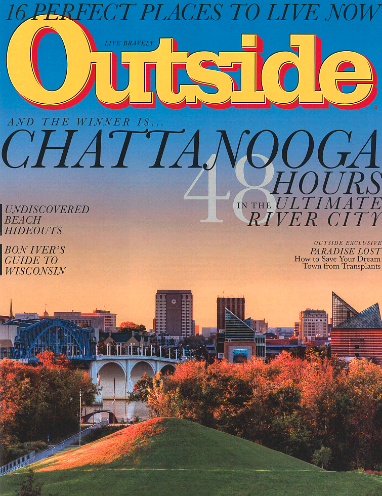 Outside magazine featured Chattanooga on its cover after the city won the title in six rounds of voting. 