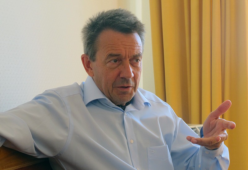 
              The president of the International Committee of the Red Cross, Peter Maurer, gestures during an interview with The Associated Press  at the organization's headquarters in Geneva, Switzerland, on Wednesday  Aug. 19, 2015. ( AP Photo/Frank Jordans)
            