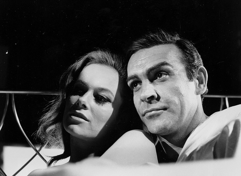 Luciana Paoluzzi and Sean Connery are seen during the filming of the 1965 James Bond movie "Thunderball" at Pinewood Studios in England. (AP Photo)