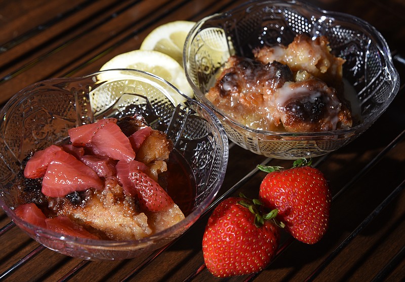 Strawberry bread pudding is one of about a dozen pudding flavors Sharon Mickel makes.
