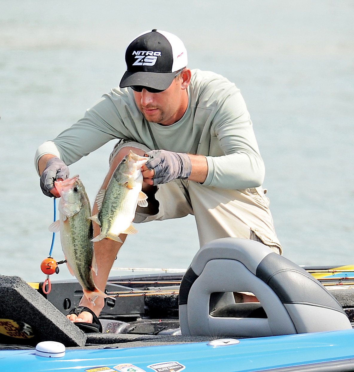 A man fishes on Cherokee Lake in Jefferson City, Tennessee.