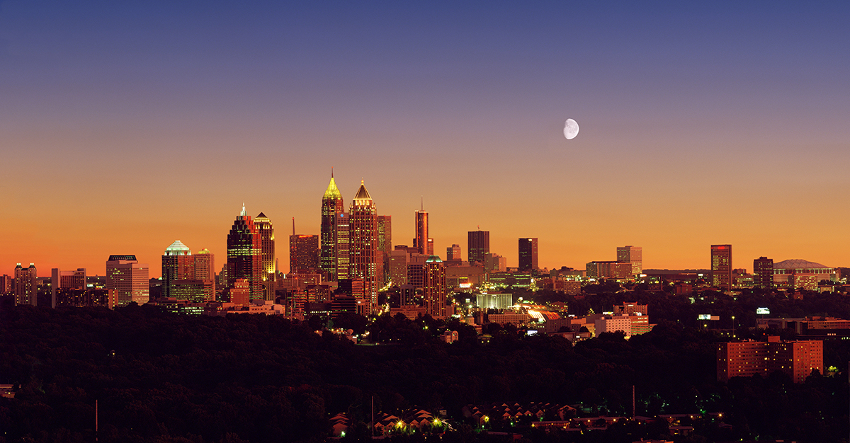 Atlanta Skyline, downtown, "Moonrise over Atlanta".