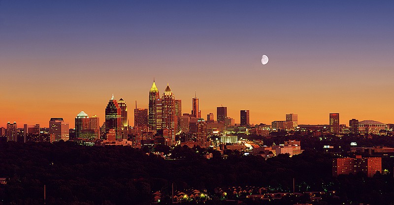 Atlanta Skyline, downtown, "Moonrise over Atlanta".