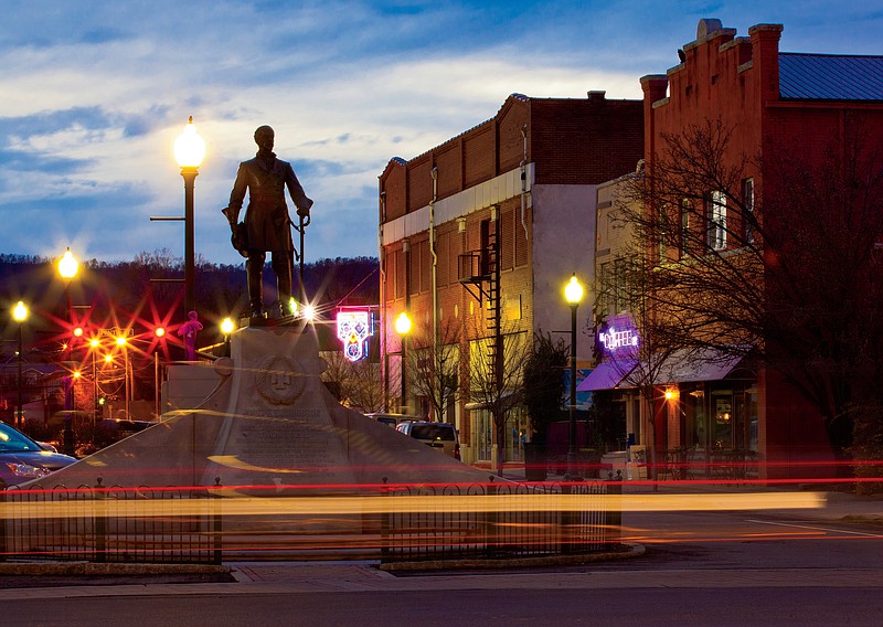 Downtown Dalton, Georgia at dusk.