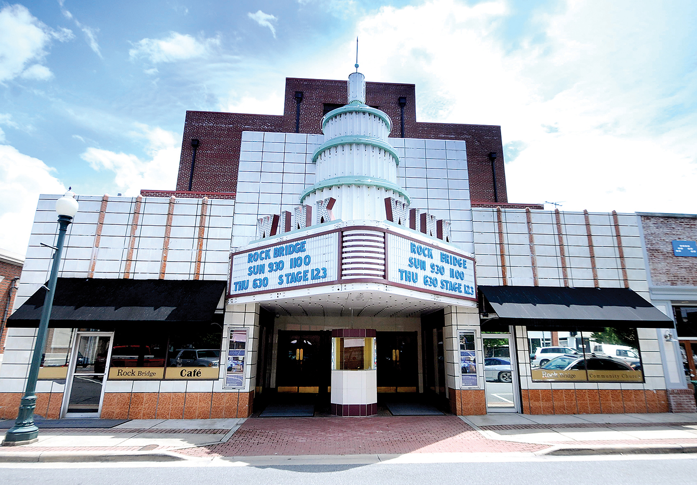 The historic Wink theatre is located one block west of Hamilton Street in downtown Dalton.