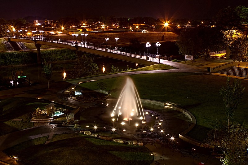 Lights that illuminate the John Ross Memorial Bridge and Rome's Town Green help make it one of the town's most beautiful night scenes.