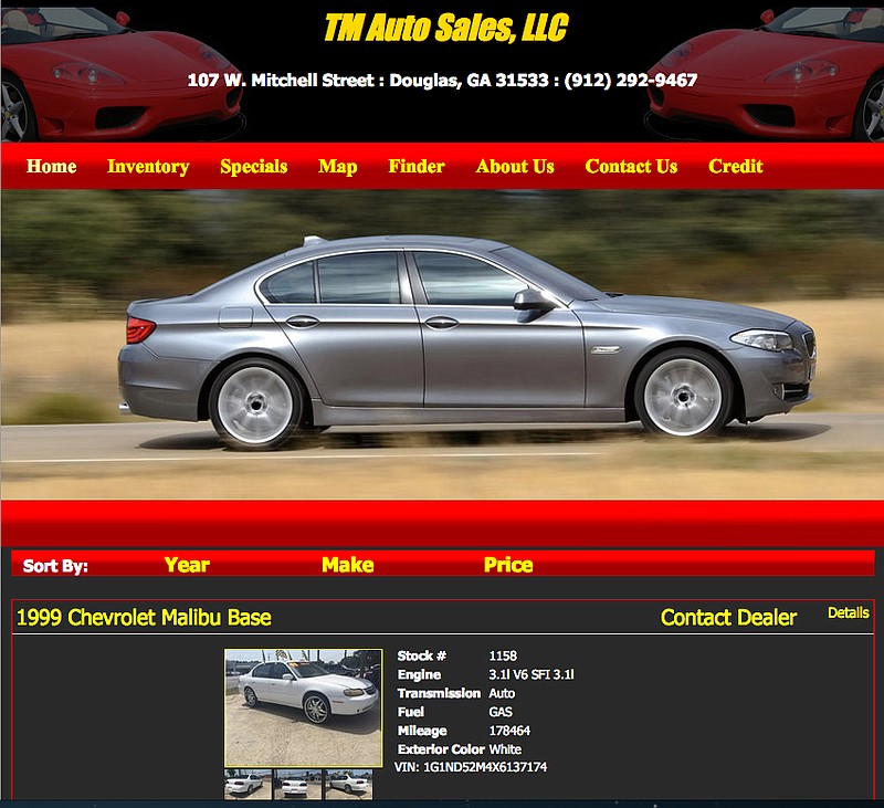 This screenshot shot was taken of the scammers website that pretends to be Chattanooga-based TM Auto Sales.