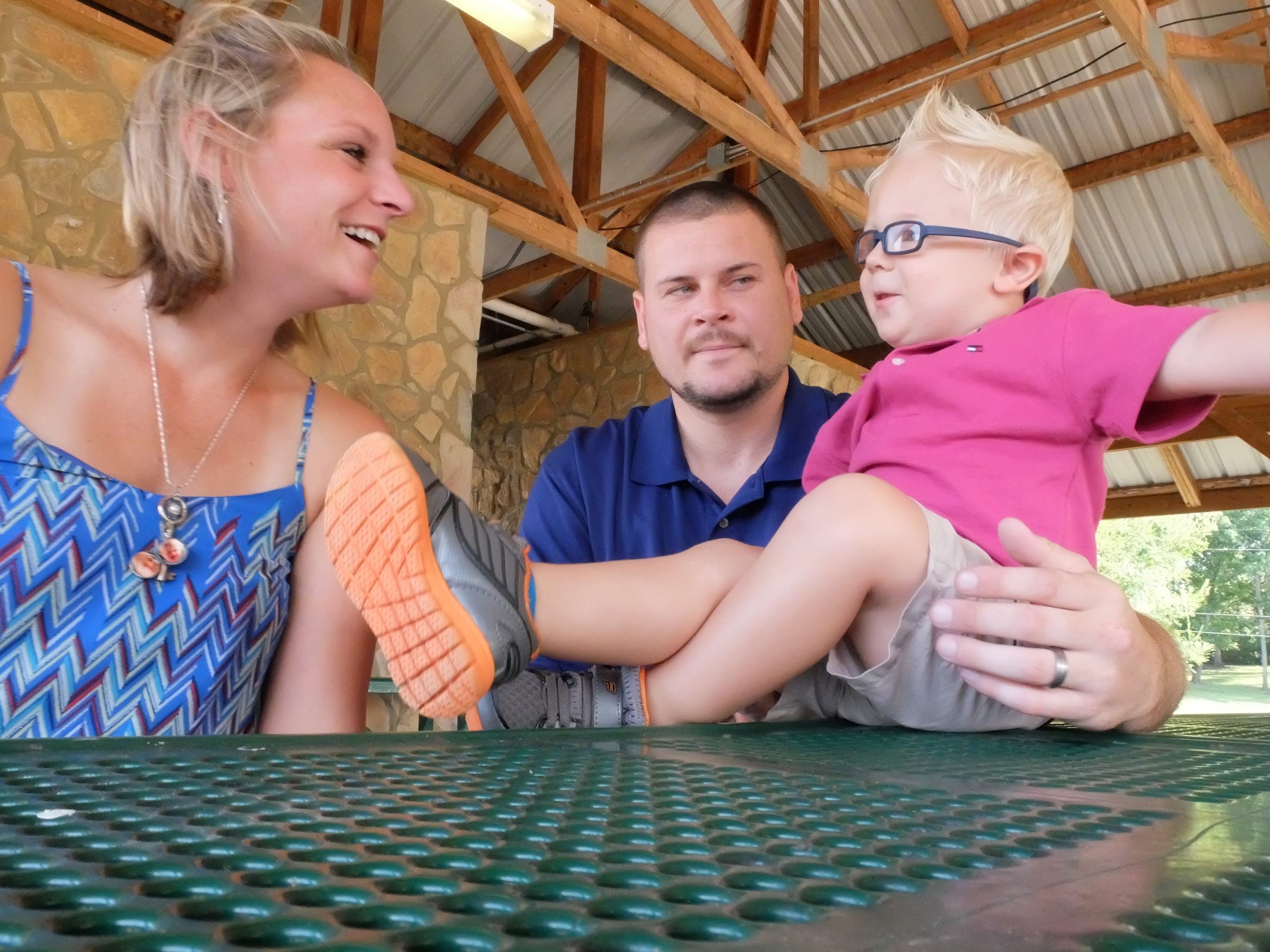 Amy and Nolan Hall enjoy time with their son, Chance, 2, at the Ringgold City Park.