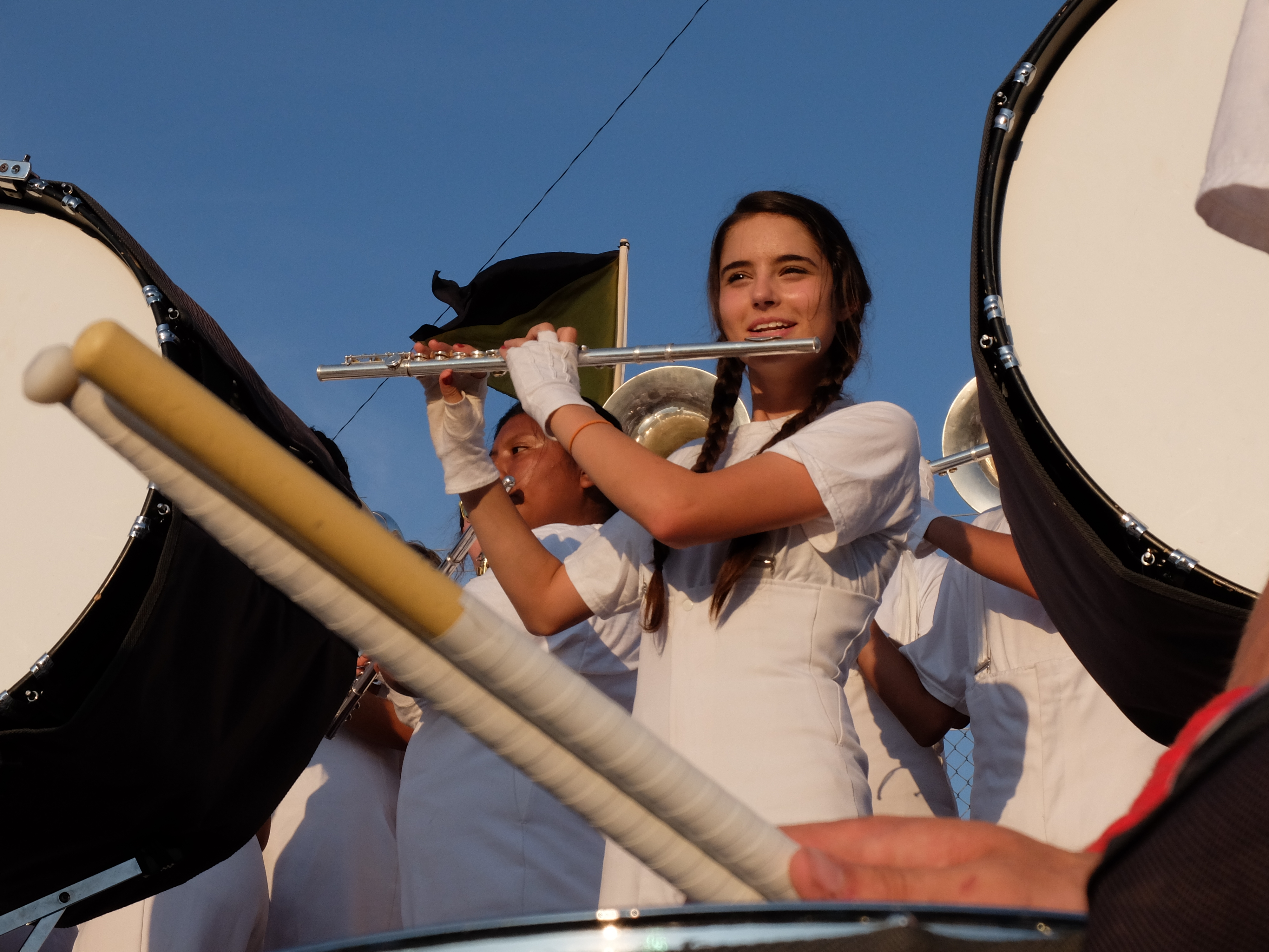 Dalton High School Catamount Marching Band sophomore Madison Esters prepares to play at Calhoun Friday.