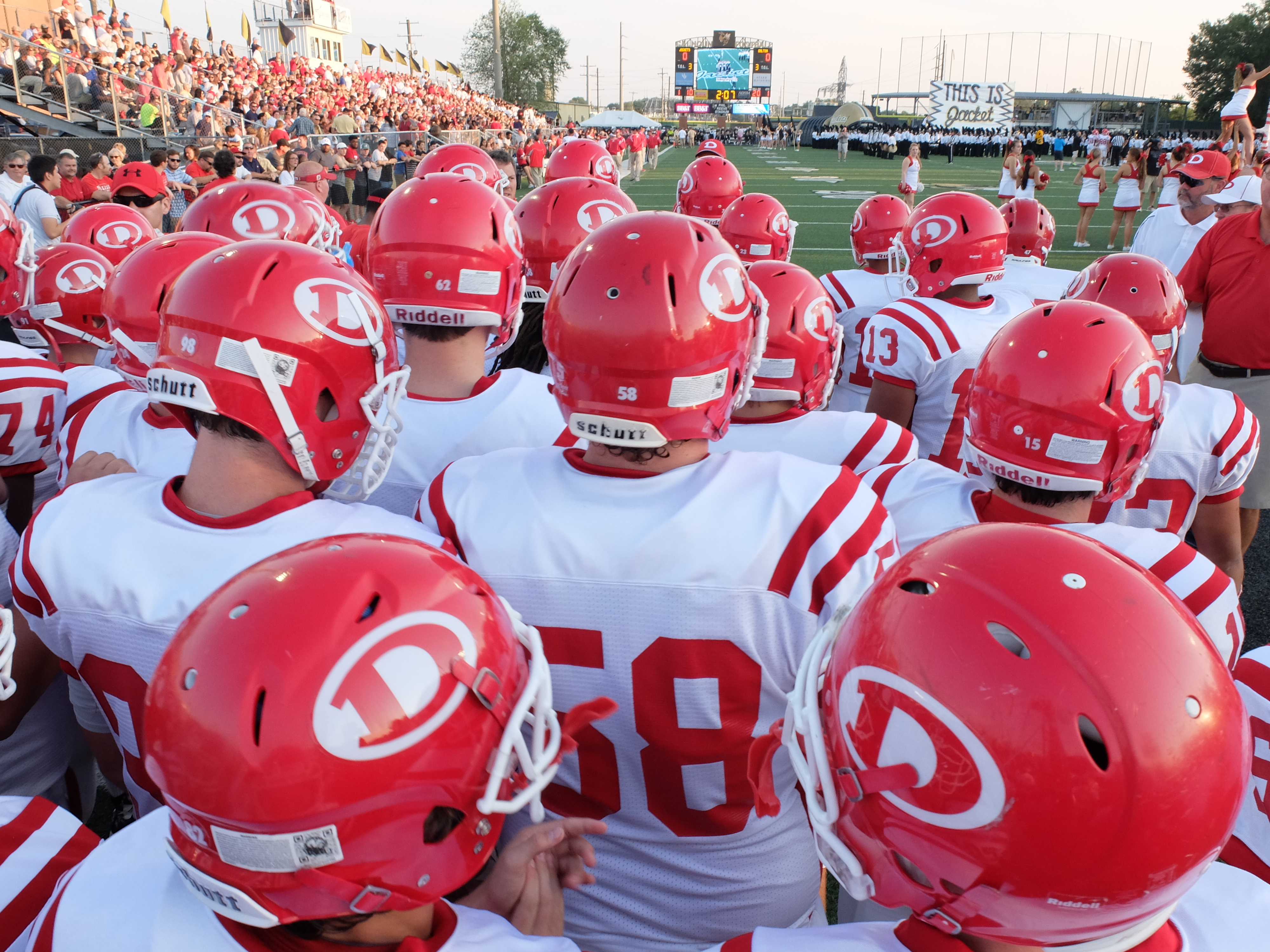 The Dalton Catamount team prepares to take the field Friday at Calhoun.