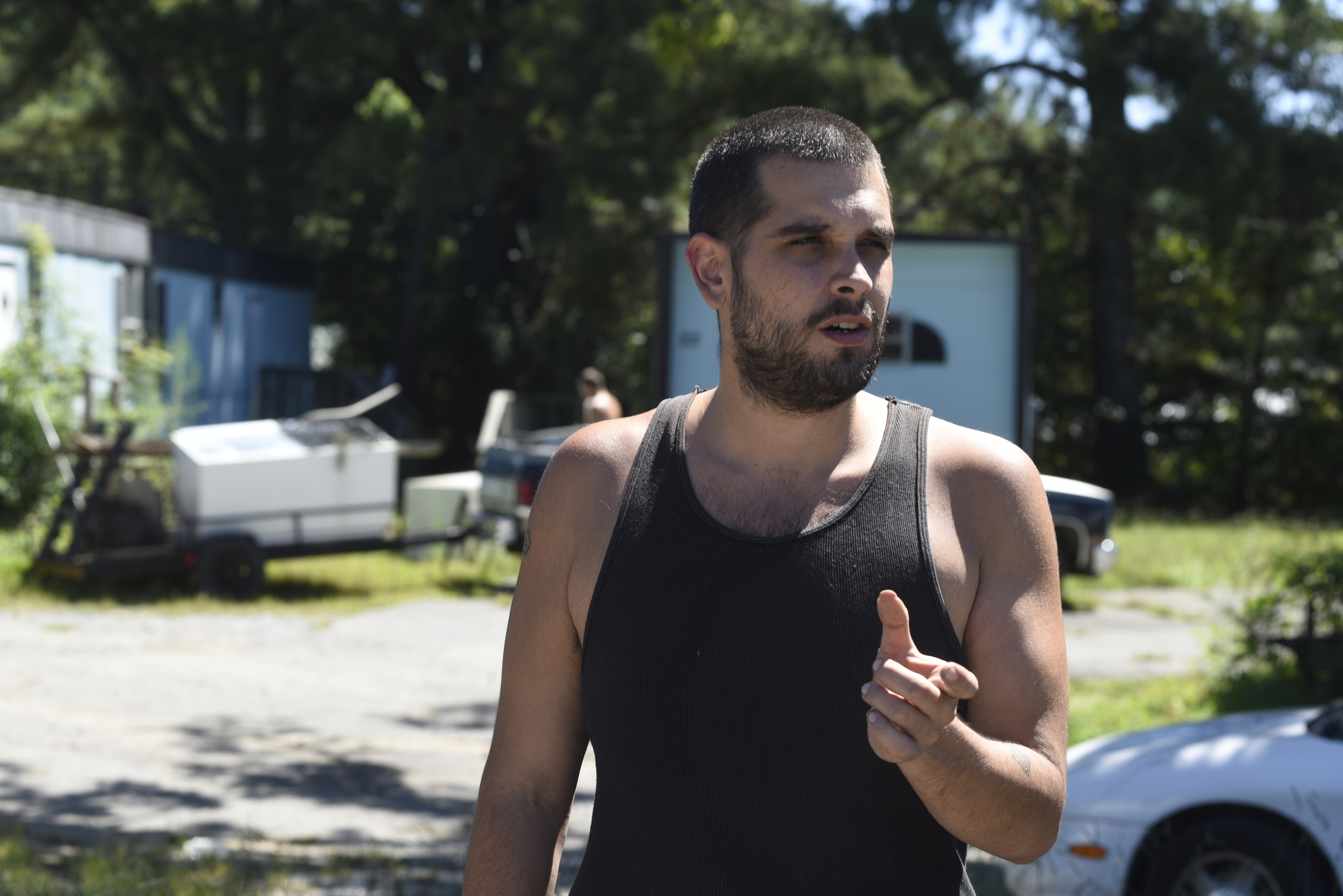 Kenny Patton talks about living at the Pear Pines Mobile Home Park on Tuesday, Aug. 25, 2015, in LaFayette, Ga.
