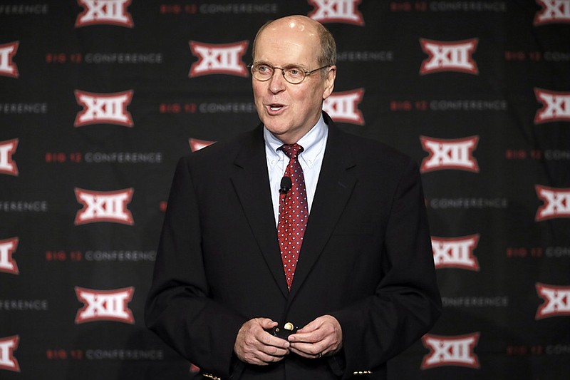 Bill Hancock, executive director of the College Football Playoff, speaks during Big 12 Media Days.