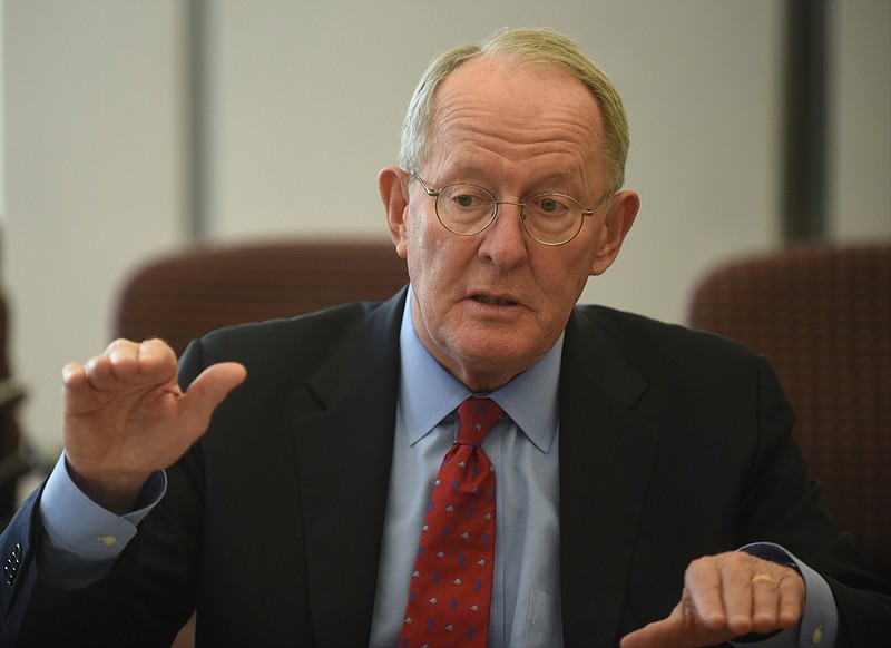 Sen. Lamar Alexander speaks to reporters and editors at the Chattanooga Times Free Press in this file photo.