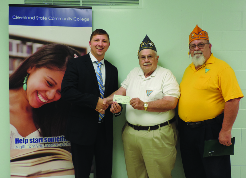 From left are J. Adam Lowe, Cleveland State Foundation executive director; Calvin Mathews and Rick Williams.