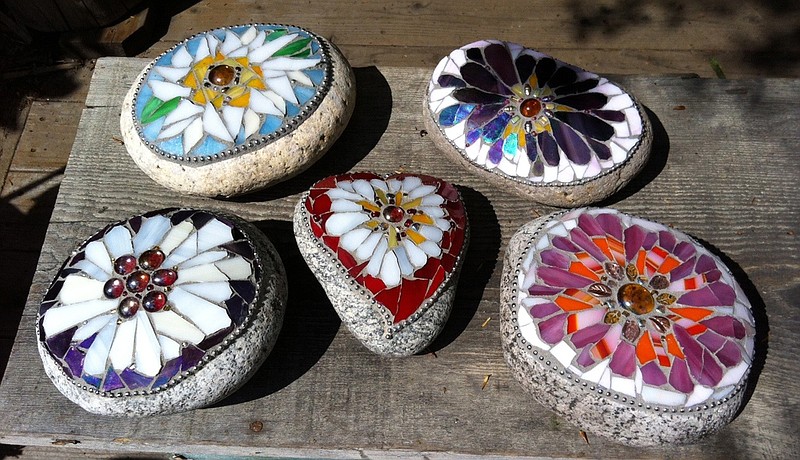 Kathryn Boylston, an interior and garden designer in Evergreen, Colo., says making mosaic stones is an easy and fast craft that anyone can do in a few hours. "It's just a pretty little thing to have in your garden," Boylston says.