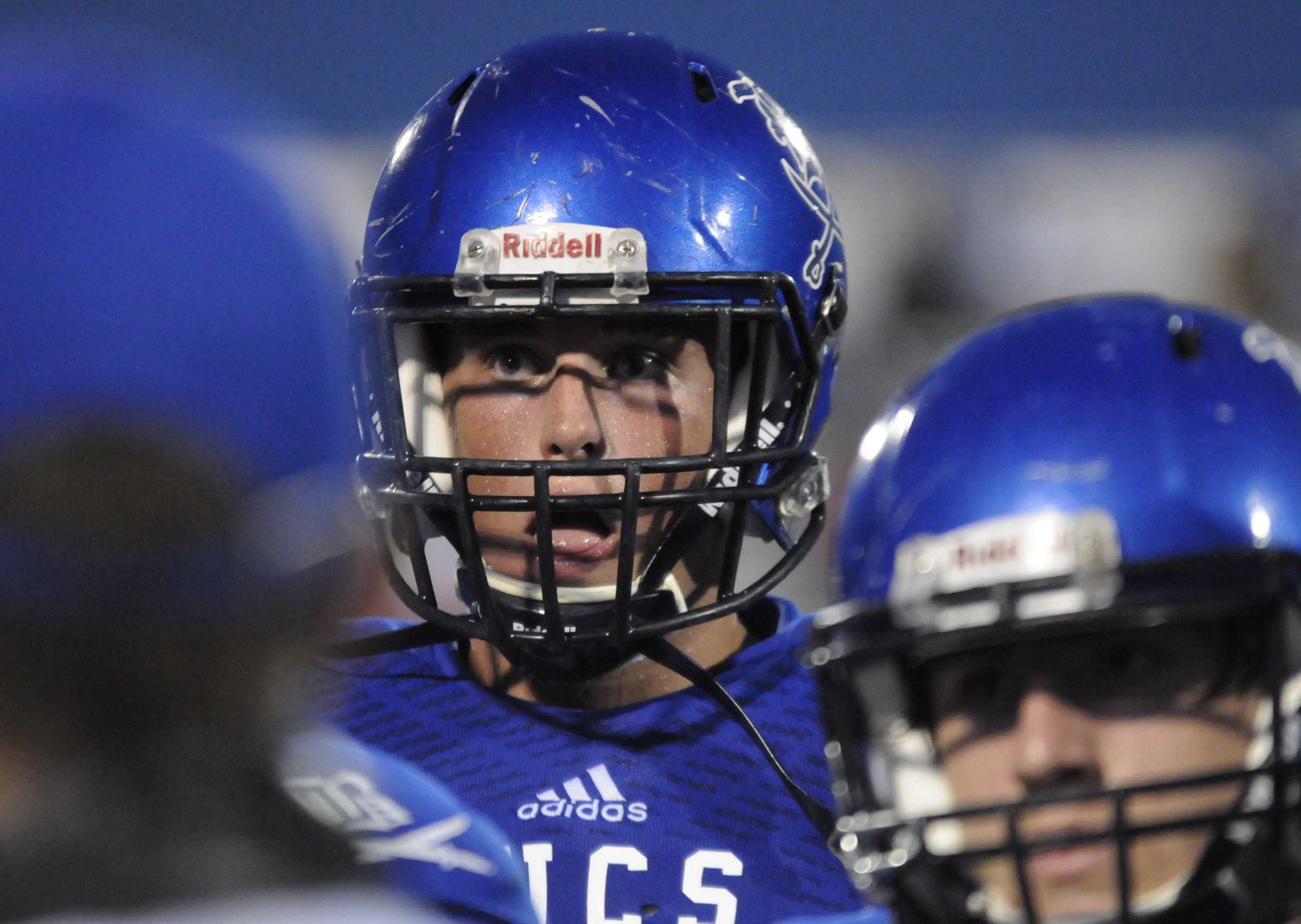 Boyd-Buchanan's Jack Keebler takes a breather during a timeout in the first half of the Brainerd game at home Friday night.