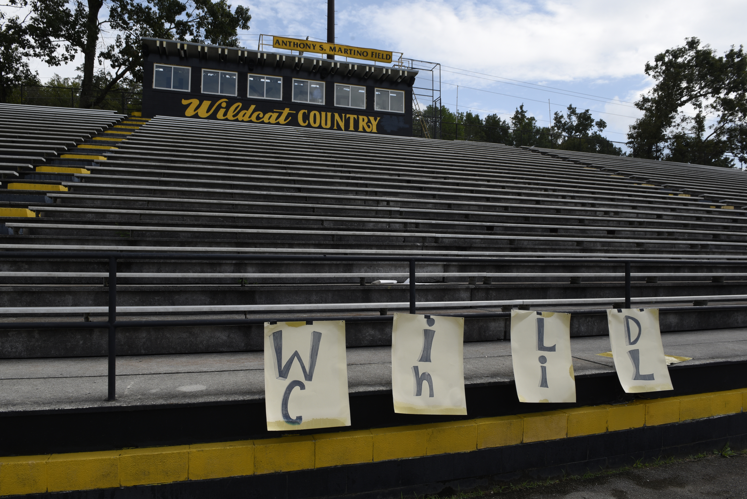 The home bleachers at the Hixson High School football field are seen on Wednesday, Sept. 9, 2015, in Chattanooga, Tenn. Hamilton County school officials are going to check concrete bleachers at several area school after the crumbling stadium at East Ridge High School was recently condemned.