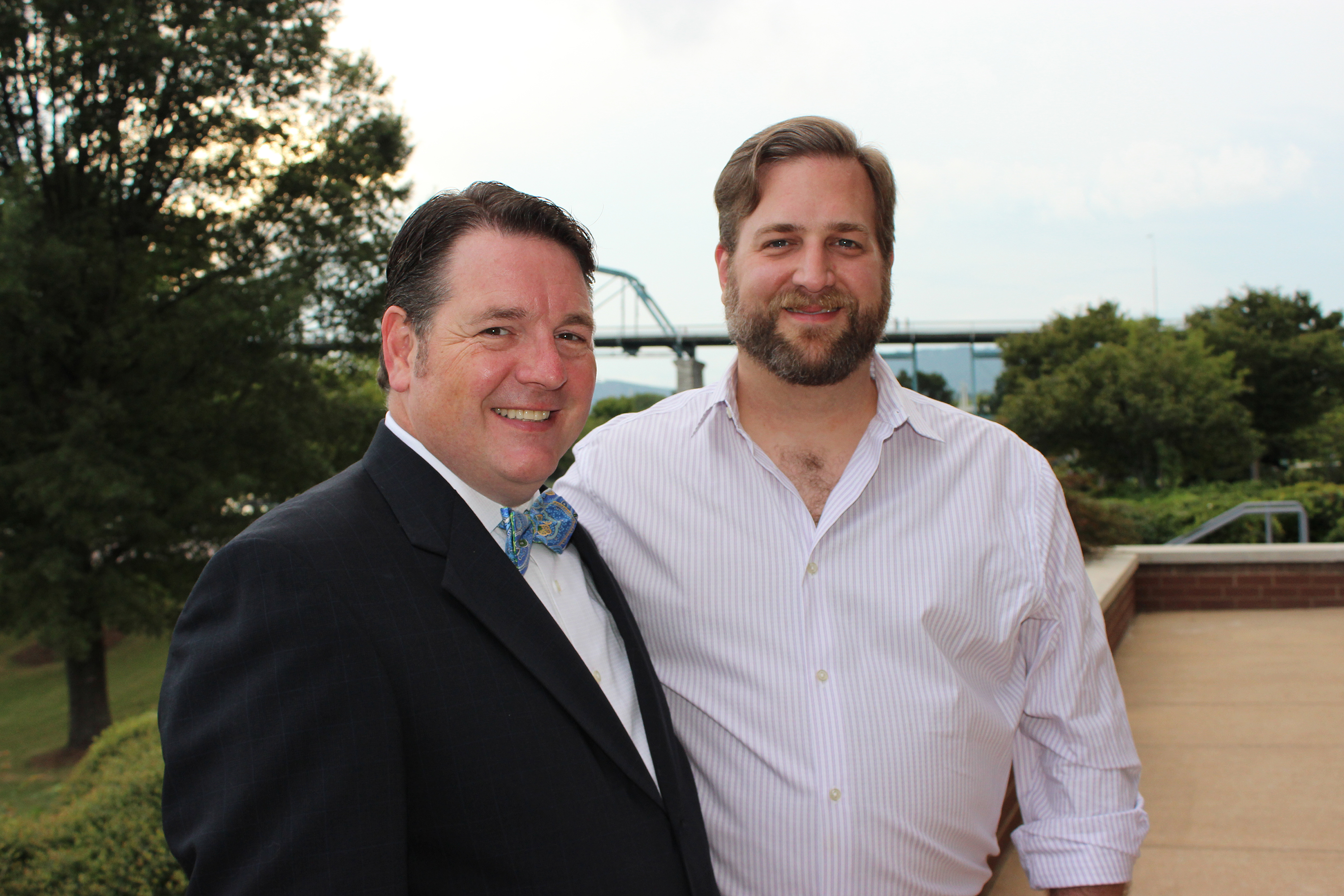 Jerry Draper, left, with Adam Bryan. Draper won Audience Favorite Actor in a Musical for his role as Franklin Hart in "9 to 5."