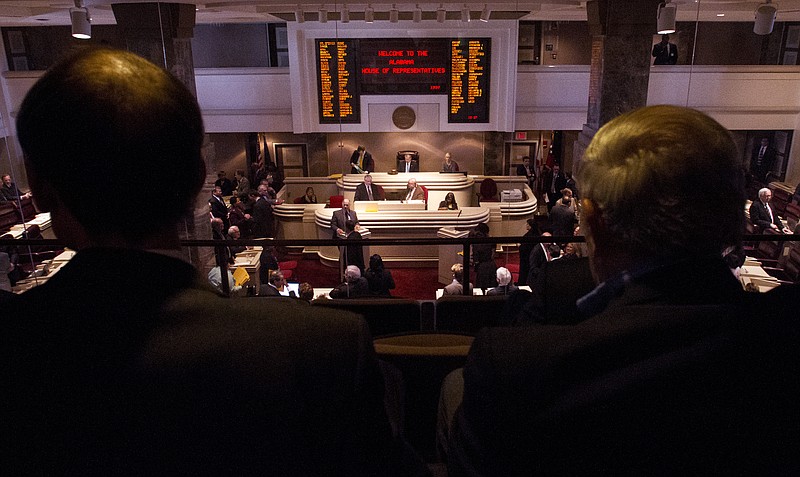 Guests watch from the balcony in the chamber in Montgomery at the Alabama House of Representatives, which has been called into a second special session to consider the state's budget for fiscal 2016.