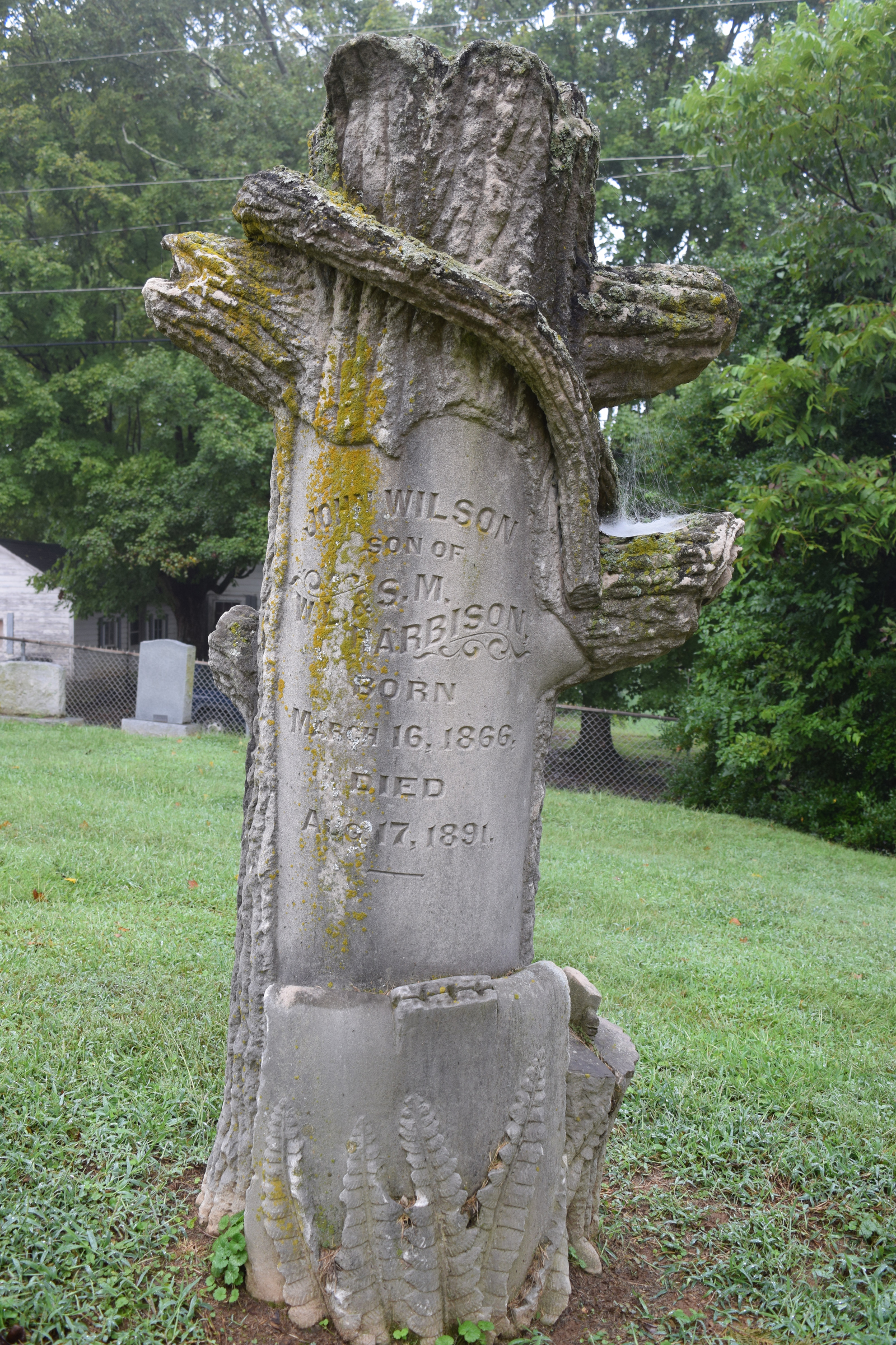 Tennessee Overhill Heritage Association executive director Gerald Hodge looks closely at the detailing on a Woodmen of the World marker at Cedar Grove Cemetery in Athens, Tenn. The association is conducting a study of odd and unusual graves in McMinn, Monroe and Polk counties.