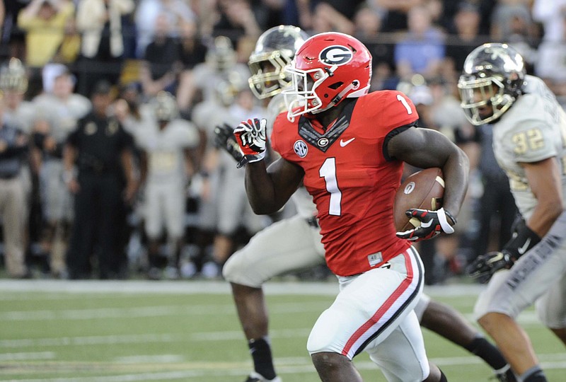 Georgia sophomore tailback Sony Michel leads the team in receiving yards through opening victories over Louisiana-Monroe and Vanderbilt.