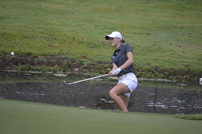 Julia McQuilken is tied for third place individually while her Dalton State team leads the Coastal Georgia Invitational tournament at Jekyll Island.