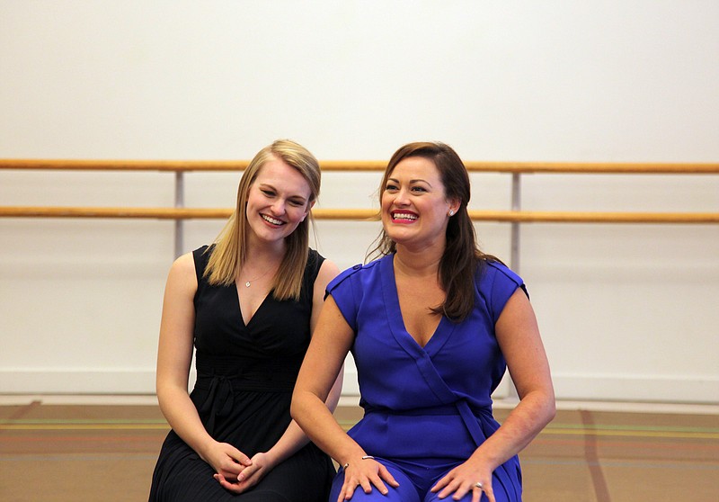 
              In this Sept. 2, 2015 photo,  Kerstin Anderson, who will portray Maria, left, and Ashley Brown, who will portray Mother Abbess, appear during a press day for the national tour of "The Sound of Music," in New York. The production will travel to Boise, Idaho from Sept. 14-15, before heading to Los Angeles from Sept. 20 - Oct. 31. (AP Photo/Mark Kennedy)
            