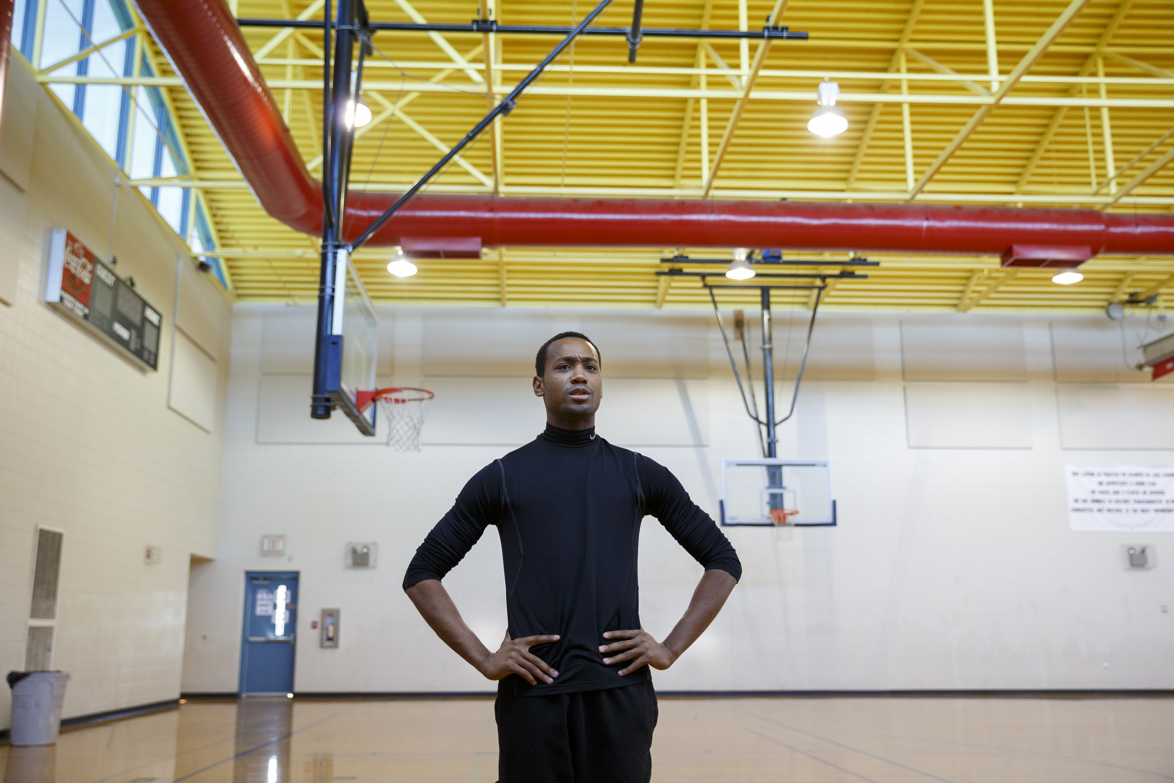 Fred Davis addresses dance students in the gymnasium before leading a master class in dance at the Brainerd Recreation Center on Tuesday, Sept. 15, 2015, in Chattanooga, Tenn. Davis, a Chattanooga native and Center for Creative Arts graduate, is now a professional dancer working in New York City.