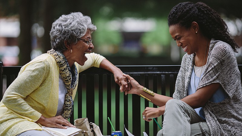 Karen Abercrombie, left, plays widow Clara Williams, who teaches Elizabeth Jordan, played by Priscilla Shirer, the power of prayer in the inspirational movie, "War Room."