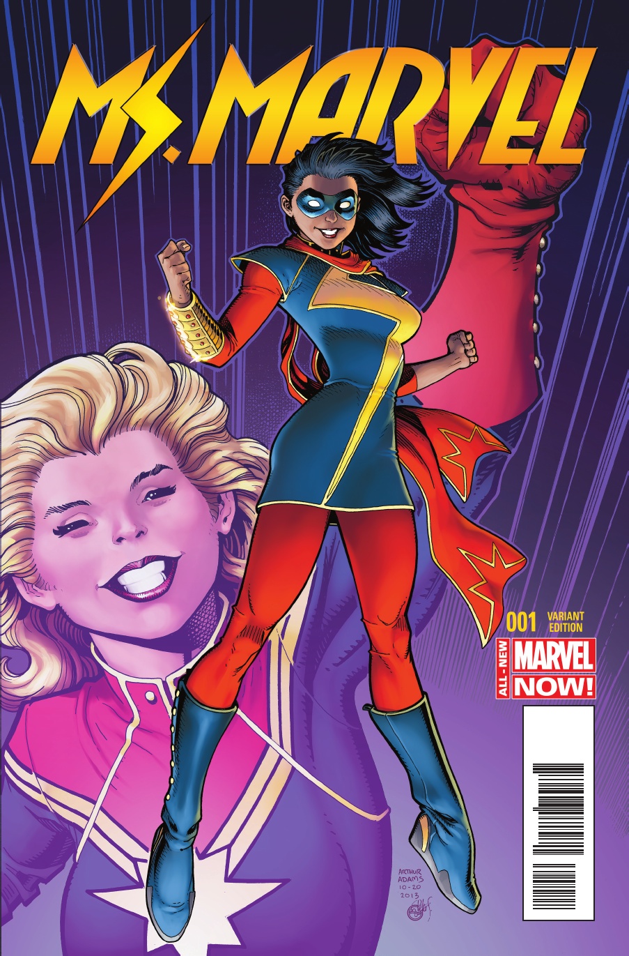 After years of serving as Ms. Marvel, Carol Danvers traded in the title to become Captain Marvel, passing on the Ms. Marvel role to Kamala Khan, a Muslim Pakistani-American girl from New Jersey who idolized her. Earlier this year, the first collected volume of issues featuring Khan as Ms. Marvel received a Hugo Award for Best Graphic Story.
