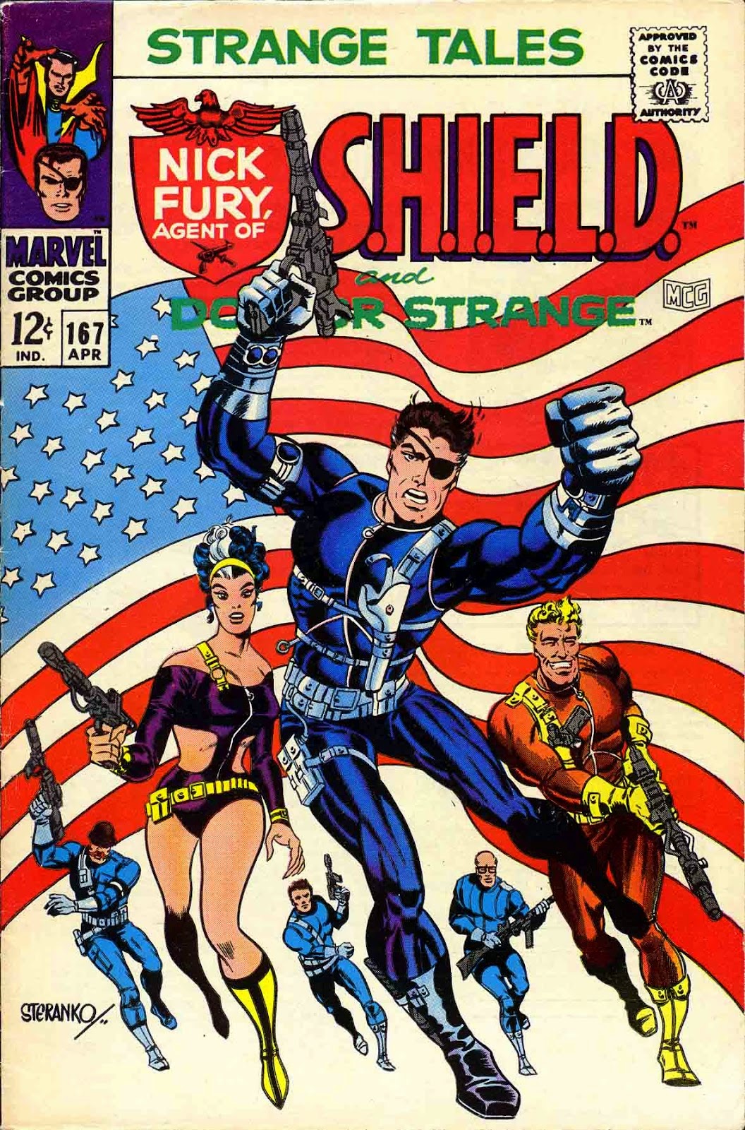 Col. Nicholas Fury and his Howling 
Commandos were introduced in 1963. 
Known for his keen tactical abilities and trademark eyepatch, Fury would later become the head of espionage agency S.H.I.E.L.D. (upon which the hit TV series is now based). He was traditionally protrayed as a white man.