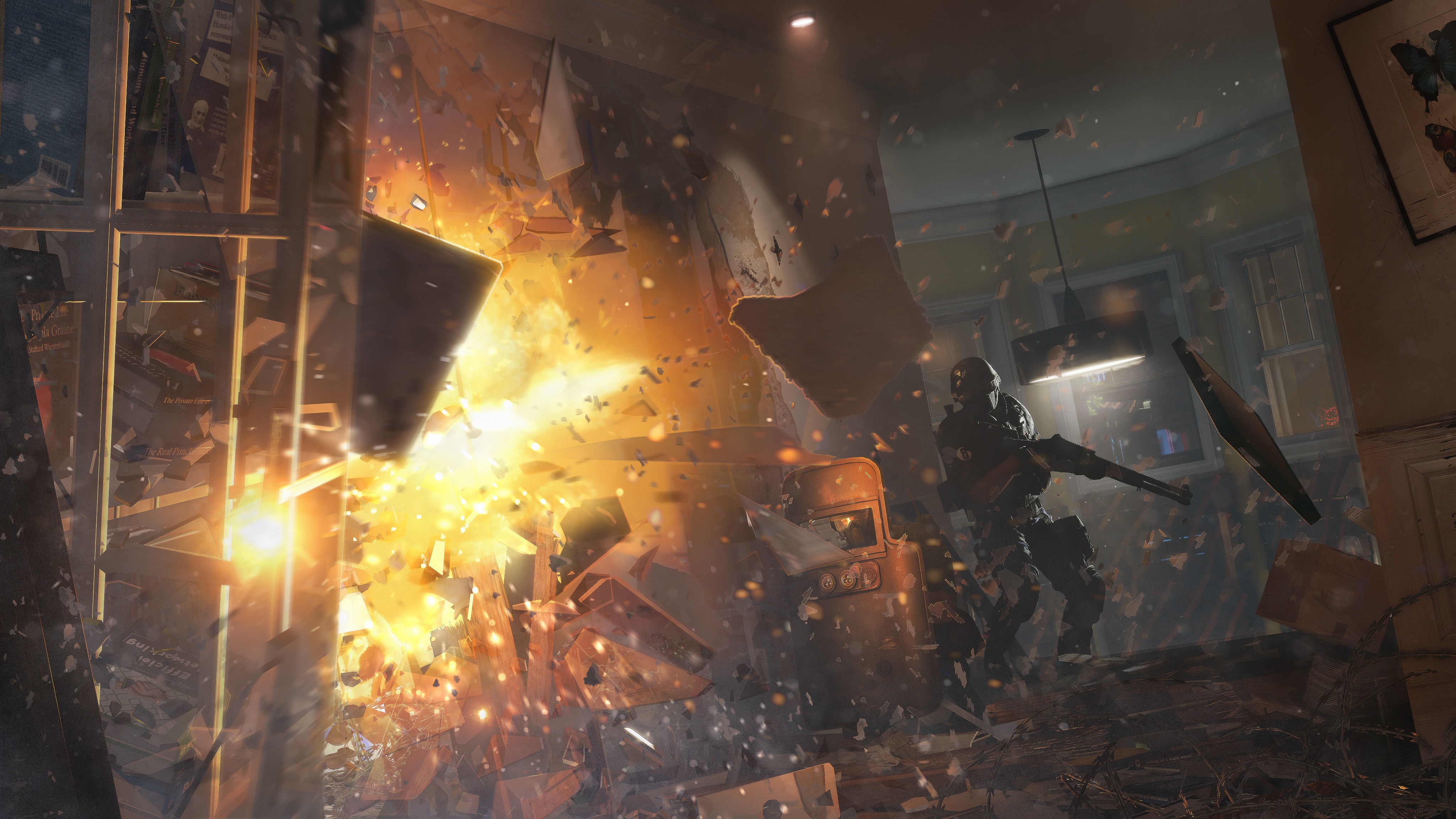 Environmental destruction is a core gameplay feature in "Rainbow Six: Siege." Players will be able to shoot holes in walls and apply explosive charges to floors and doors to open up new tactical routes through the confined maps. [Contributed image.]