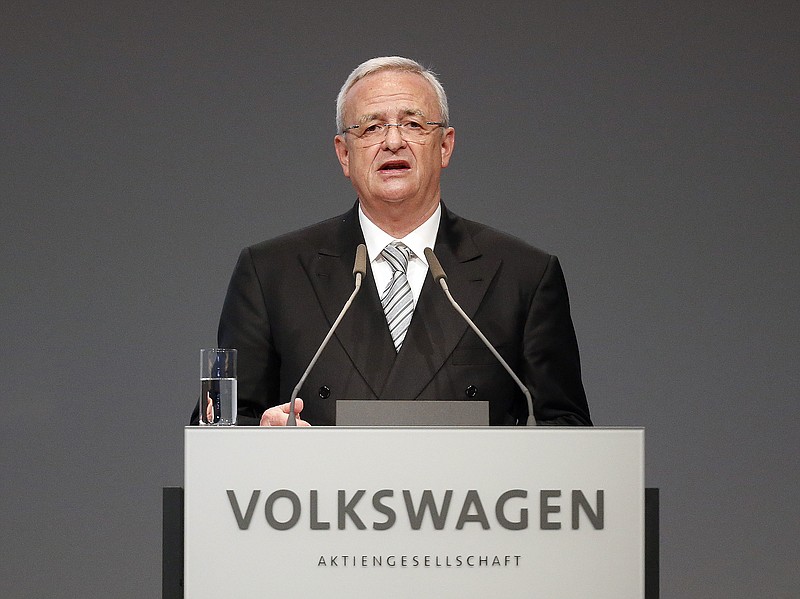 In a Tuesday, May 5, 2015 file photo, Volkswagen CEO Martin Winterkorn addresses the shareholders during the annual shareholder meeting of the car manufacturer Volkswagen in Hannover, Germany. Winterkorn apologized Sunday, Sept. 20, 2015, after the Environmental Protection Agency said the German automaker skirted clean air rules by rigging emissions tests for about 500,000 diesel cars. "I personally am deeply sorry that we have broken the trust of our customers and the public," Volkswagen chief Martin Winterkorn said in a statement. 