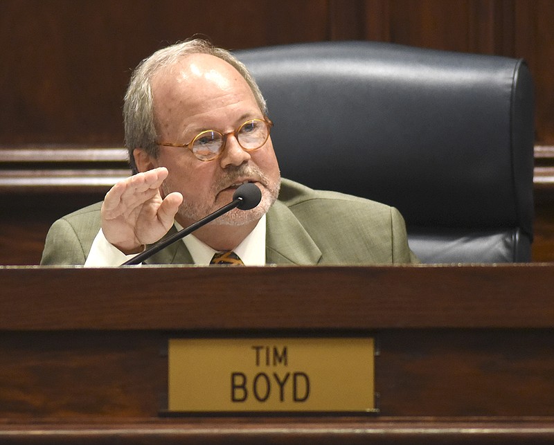 Hamilton County Councilman Tim Boyd speaks during a recent commission meeting at the Hamilton County Courthouse.