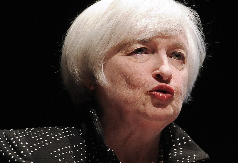 
              Federal Reserve Chair Janet Yellen speaks on inflation dynamics and monetary policy at the University of Massachusetts, Thursday, Sept. 24, 2015, in Amherst, Mass. The talk comes one week after the central bank decided to keep interest rates at record low, in part because of persistently low inflation. (AP Photo/Jessica Hill)
            