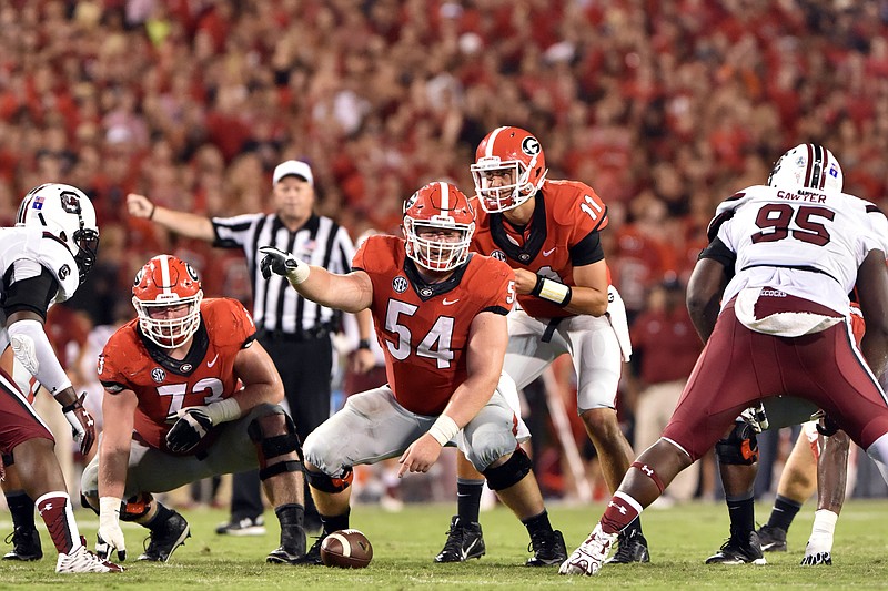 Georgia center Brandon Kublanow and his offensive line teammates helped the Bulldogs amass 576 yards last week against South Carolina while not allowing a sack of Greyson Lambert.