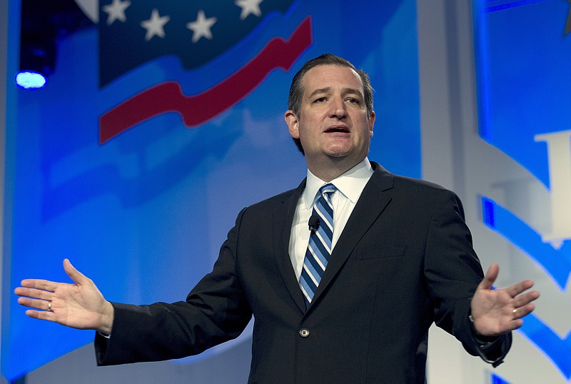 
              Republican presidential candidate Sen. Ted Cruz, R-Texas speaks during the Values Voter Summit, held by the Family Research Council Action, Friday, Sept. 25, 2015, in Washington. (AP Photo/Jose Luis Magana)
            