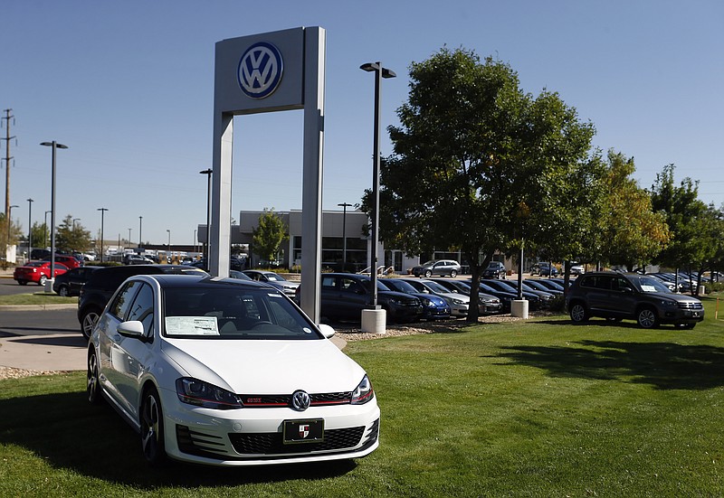 Volkswagens are on display on the lot of a VW dealership in Boulder, Colo. Volkswagen is reeling days after it became public that the German company, which is the world's top-selling carmaker, had rigged diesel emissions to pass U.S. tests.