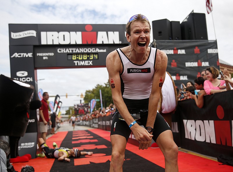Kirill Kotsegarov wins the 2015 Ironman Chattanooga with a pass in the final meters.